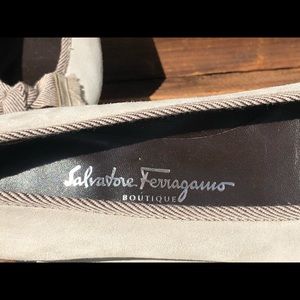 Salvatore Ferragamo White Suede Flats